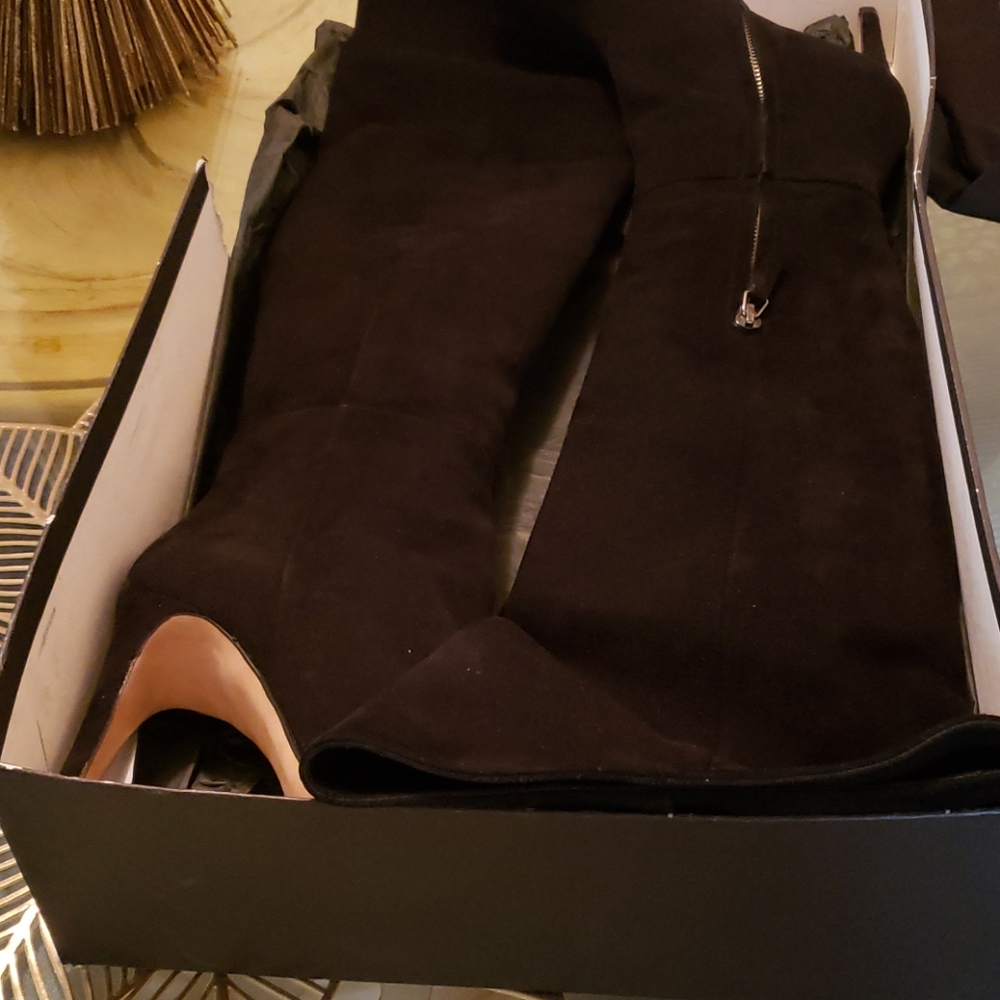 Suede thigh high boots